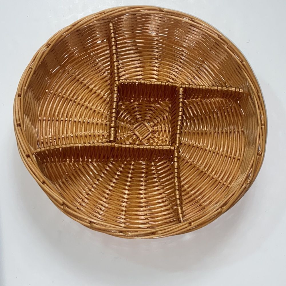 Handmade Wicker Divided Plate Dish Basket